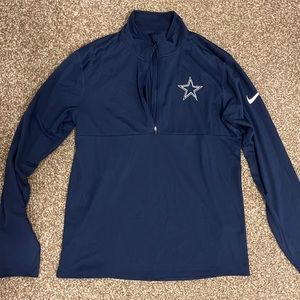 Nike Dri Fit Mens M NFL Team Apparel Dallas Cowboys Quarter Zip Pullover